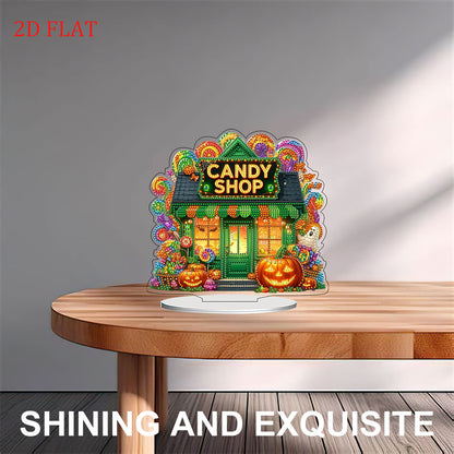 Haunted House 2D Flat Halloween Print DIY Diamond Painting Desktop Ornaments Kit