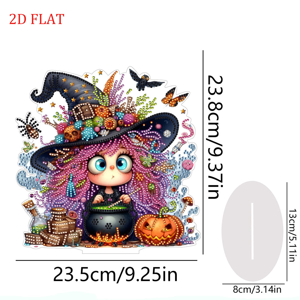 2D Flat Halloween Witch Print DIY Diamond Painting Desktop Ornaments Decor Kit