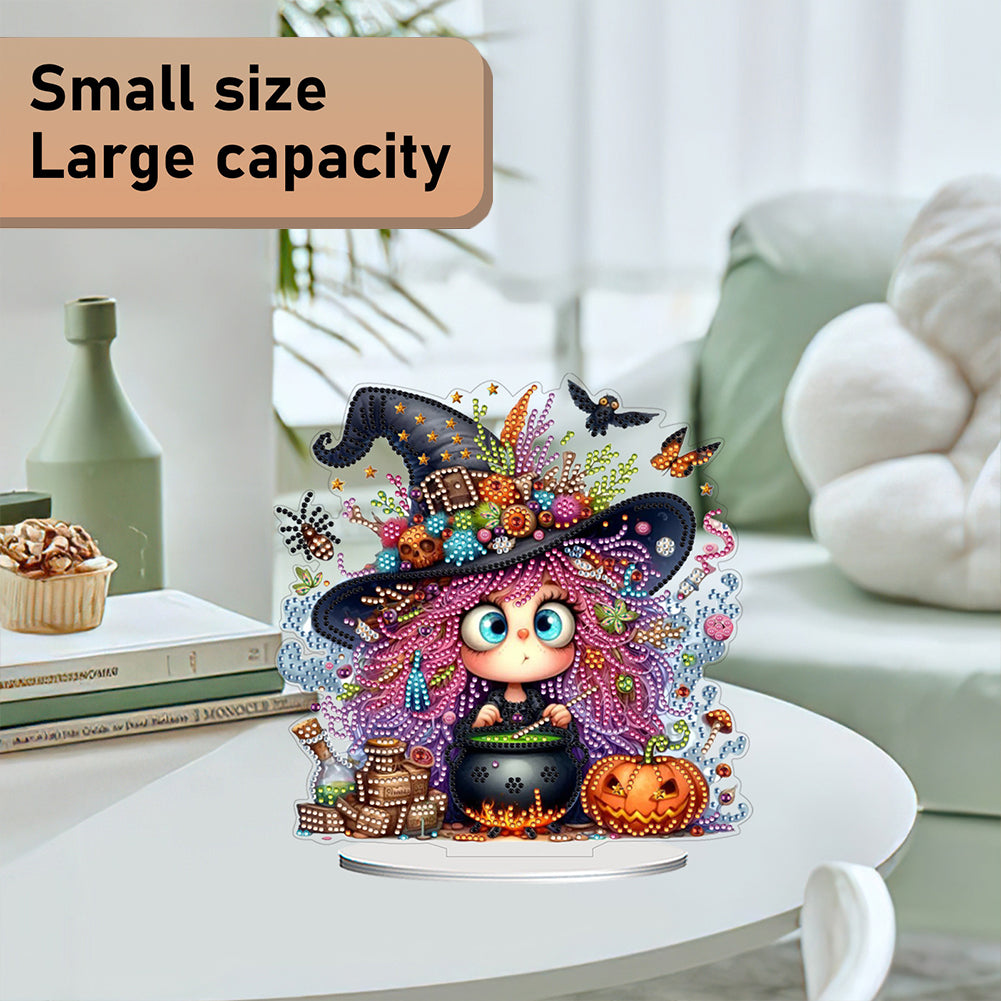 2D Flat Halloween Witch Print DIY Diamond Painting Desktop Ornaments Decor Kit