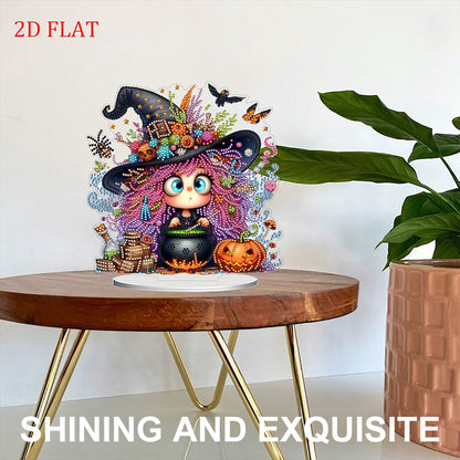 2D Flat Halloween Witch Print DIY Diamond Painting Desktop Ornaments Decor Kit