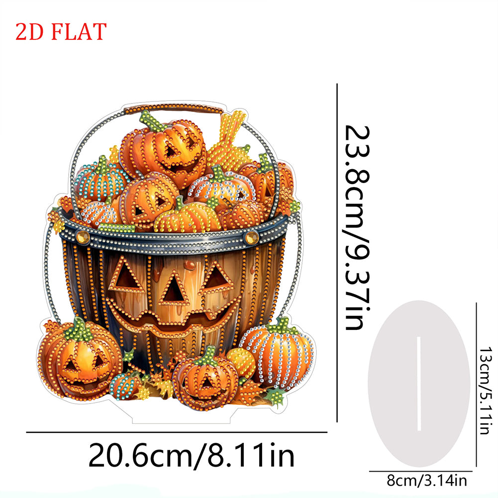 2D Flat Halloween Pumpkin Print DIY Diamond Painting Desktop Ornaments Decor Kit