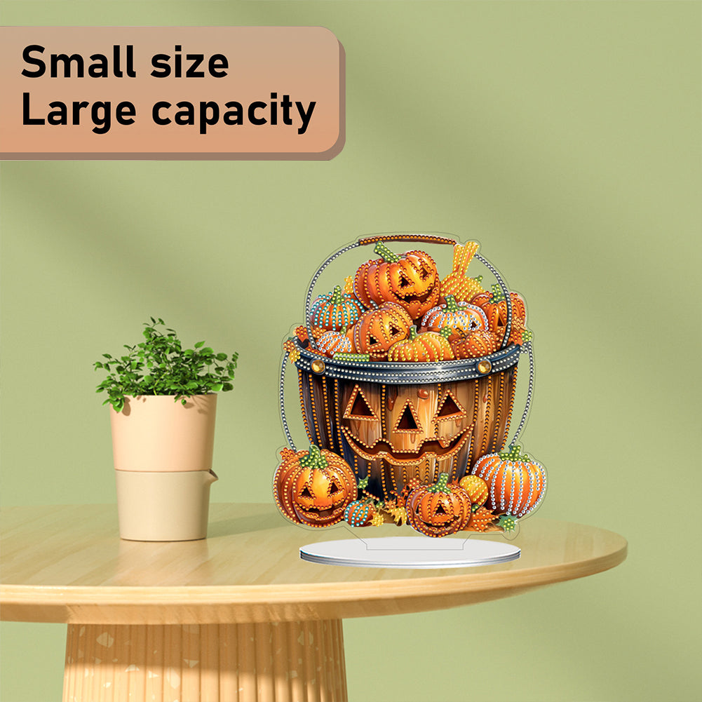 2D Flat Halloween Pumpkin Print DIY Diamond Painting Desktop Ornaments Decor Kit