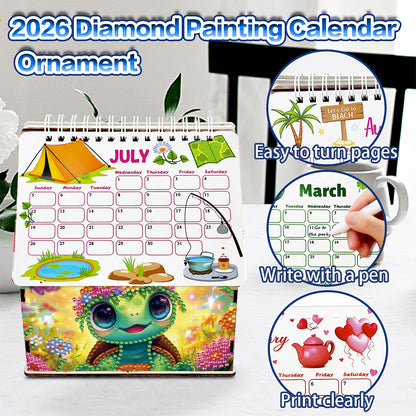 2026 Calendar Diamond Painting Kit Turtle DIY Diamond Art Desk Calendar