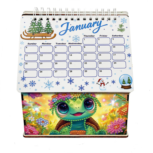 2026 Calendar Diamond Painting Kit Turtle DIY Diamond Art Desk Calendar