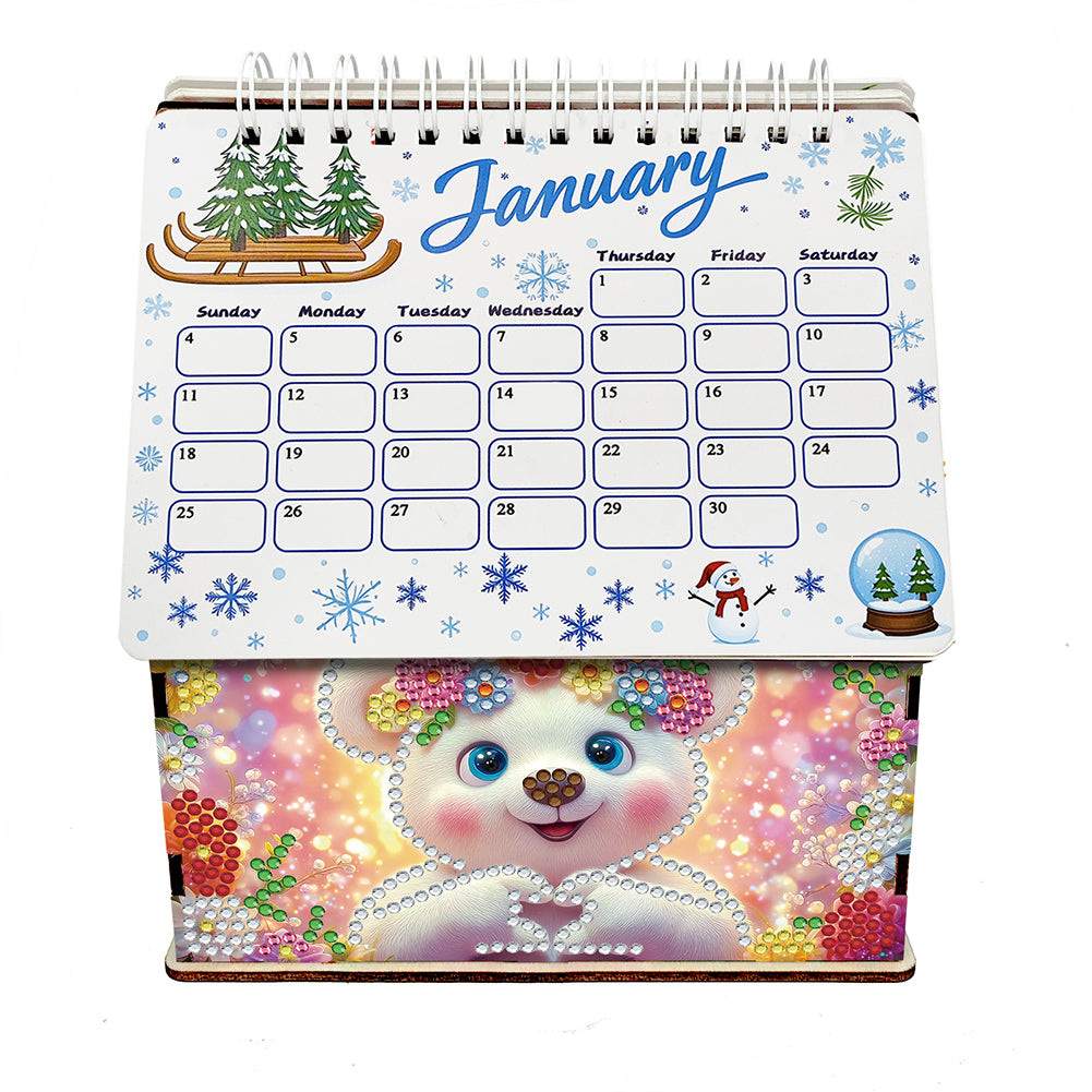 2026 Calendar Diamond Painting Kit Polar Bear DIY Diamond Art Desk Calendar