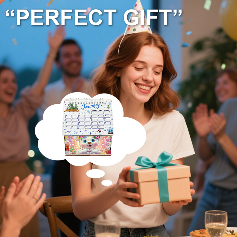 2026 Calendar Diamond Painting Kit Polar Bear DIY Diamond Art Desk Calendar