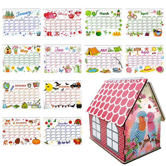 2026 Calendar Diamond Painting Kit Pair of Birds DIY Diamond Art Desk Calendar