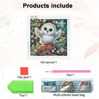 Christmas Atmosphere Owl - Special Shaped Drill Diamond Painting 30*30CM