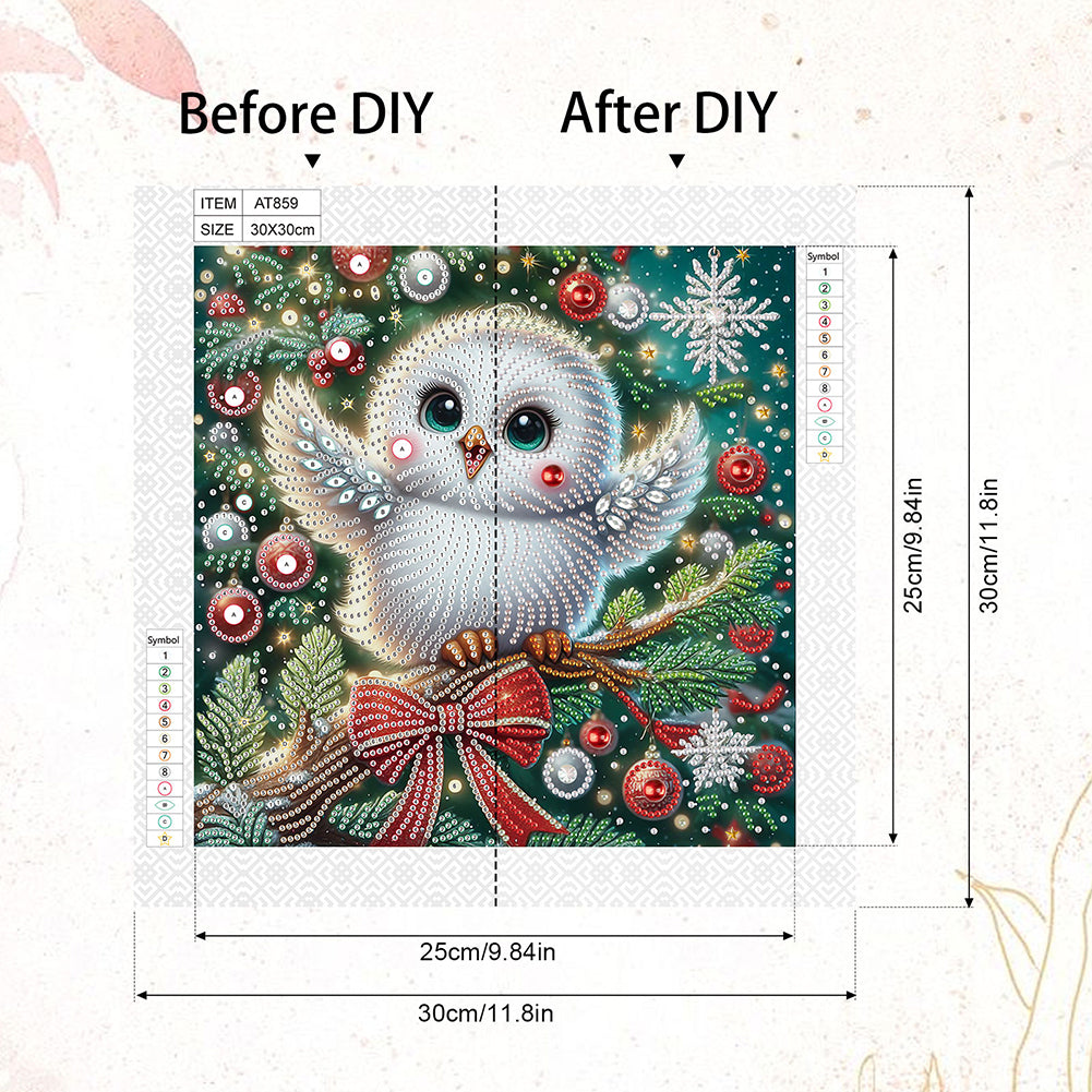 Christmas Owl - Special Shaped Drill Diamond Painting 30*30CM