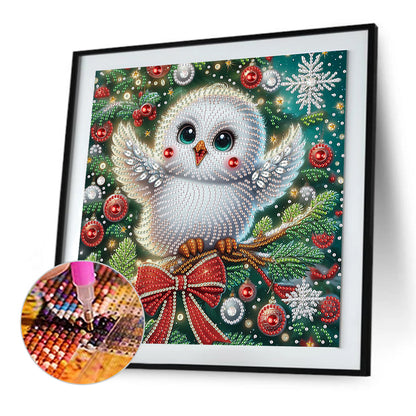 Christmas Atmosphere Owl - Special Shaped Drill Diamond Painting 30*30CM
