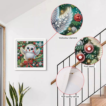 Christmas Atmosphere Owl - Special Shaped Drill Diamond Painting 30*30CM