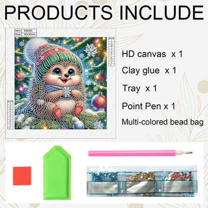 Christmas Hedgehog - Special Shaped Drill Diamond Painting 30*30CM