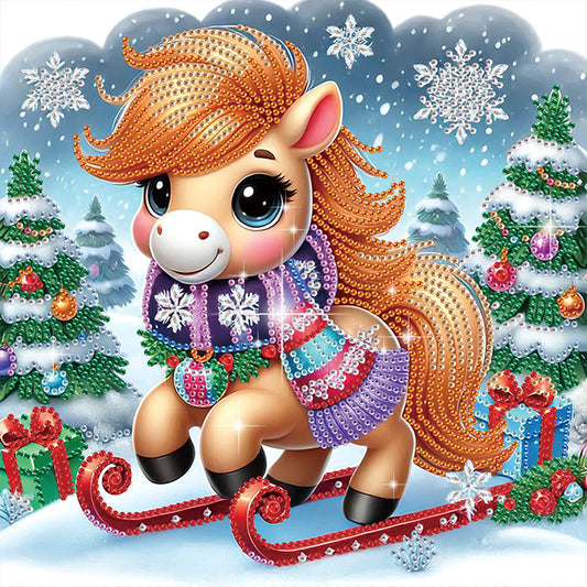 Christmas Pony - Special Shaped Drill Diamond Painting 30*30CM