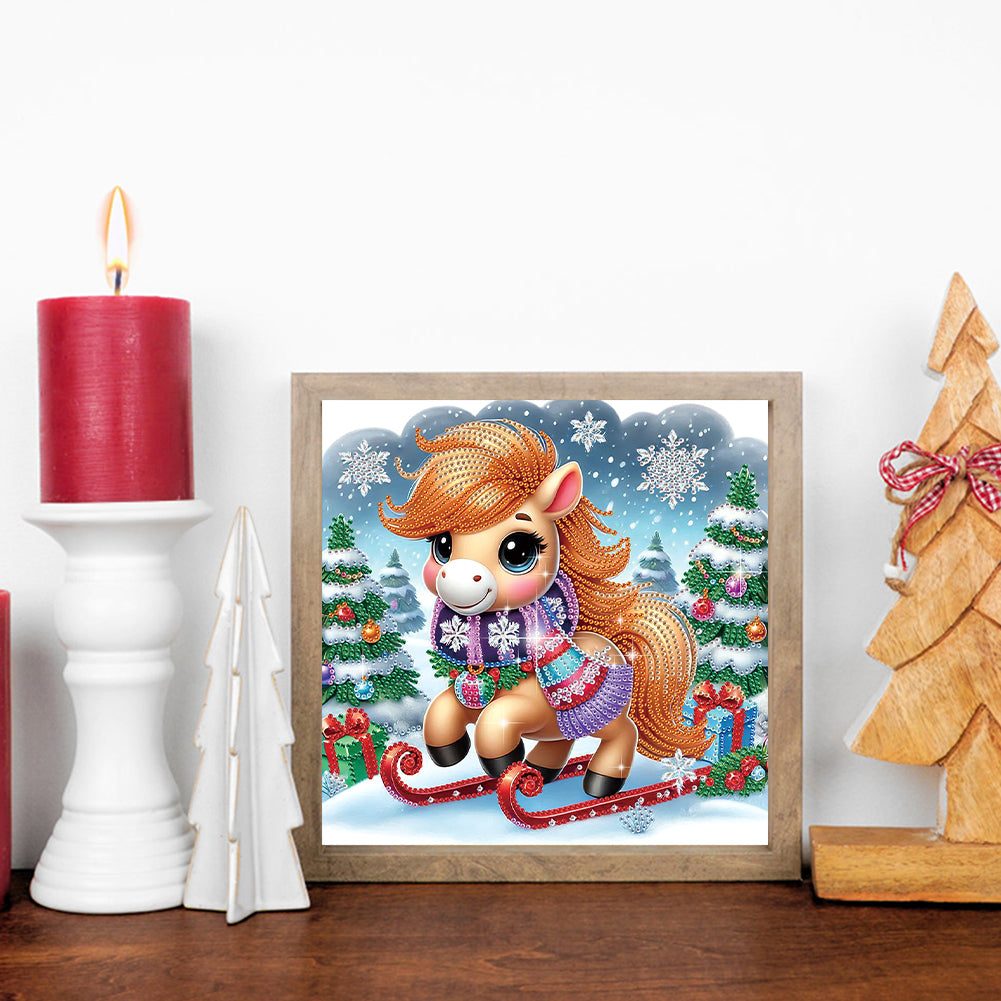 Christmas Atmosphere Pony - Special Shaped Drill Diamond Painting 30*30CM