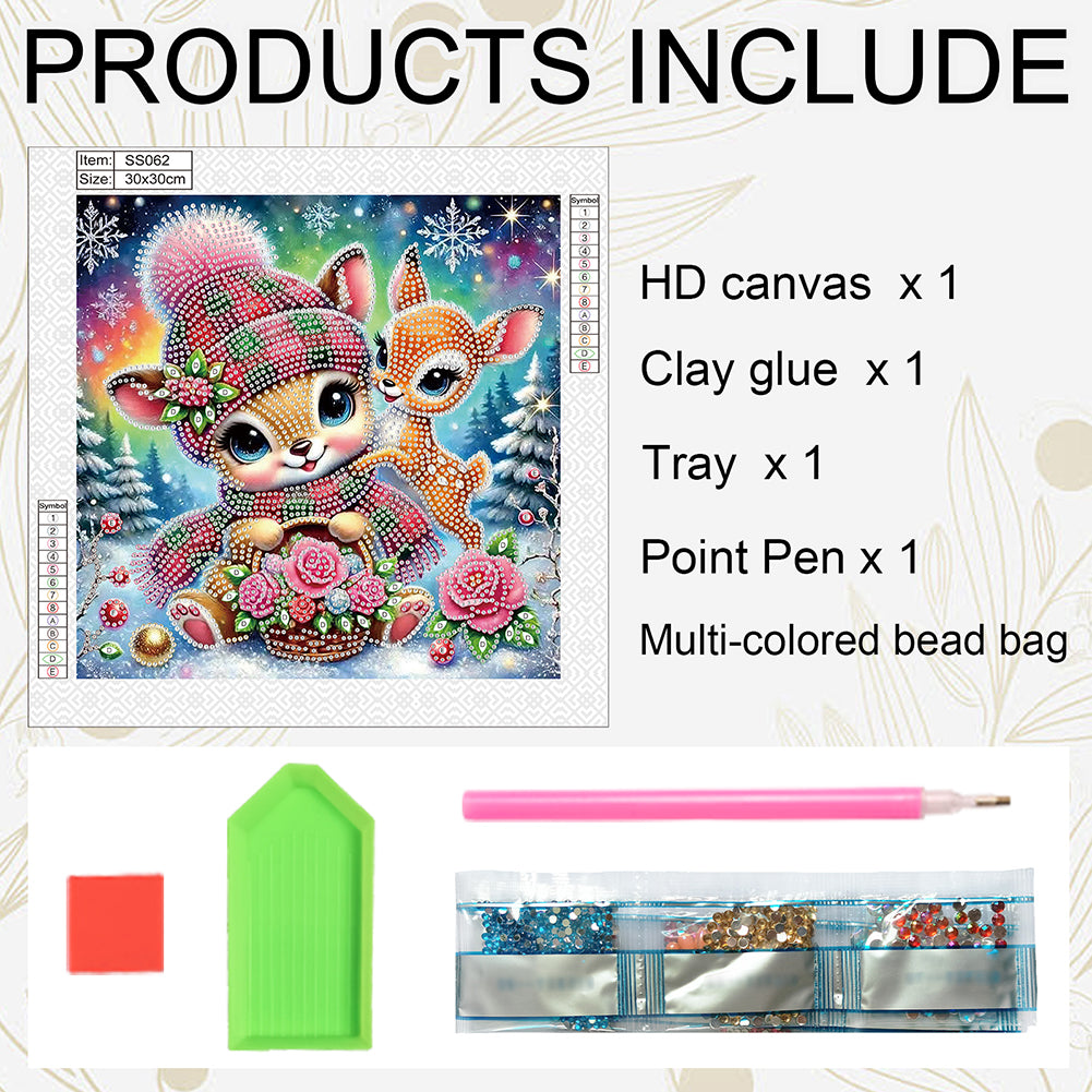 Christmas Deer - Special Shaped Drill Diamond Painting 30*30CM
