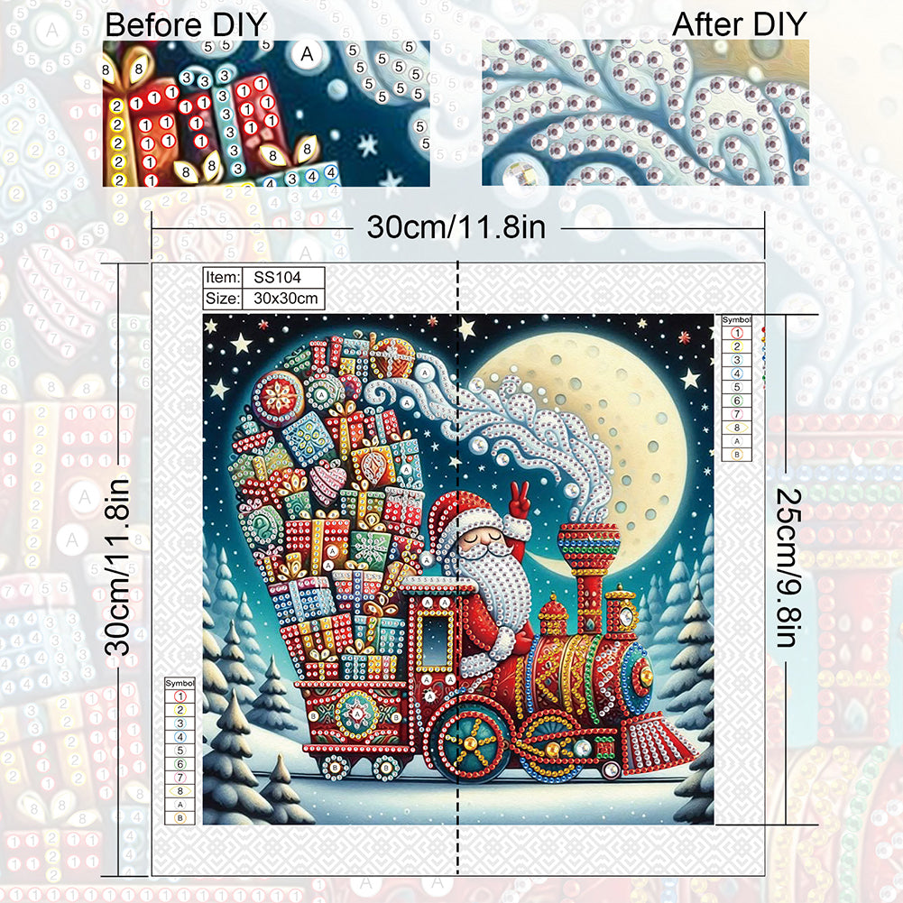 Christmas Santa Claus - Special Shaped Drill Diamond Painting 30*30CM