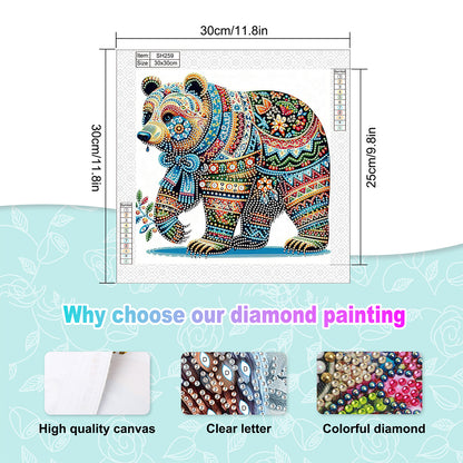Colorful Bear - Special Shaped Drill Diamond Painting 30*30CM