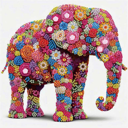Flower Elephant - Special Shaped Drill Diamond Painting 30*30CM