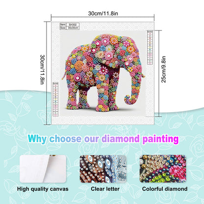 Flower Elephant - Special Shaped Drill Diamond Painting 30*30CM