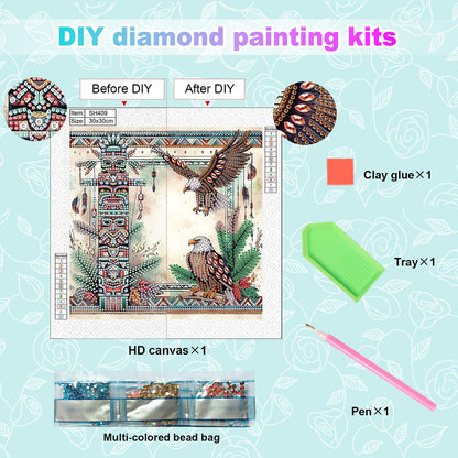 Indian Eagle - Special Shaped Drill Diamond Painting 30*30CM