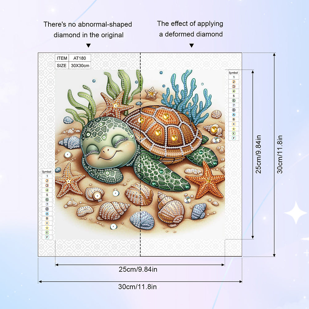 Cartoon Turtle - Special Shaped Drill Diamond Painting 30*30CM