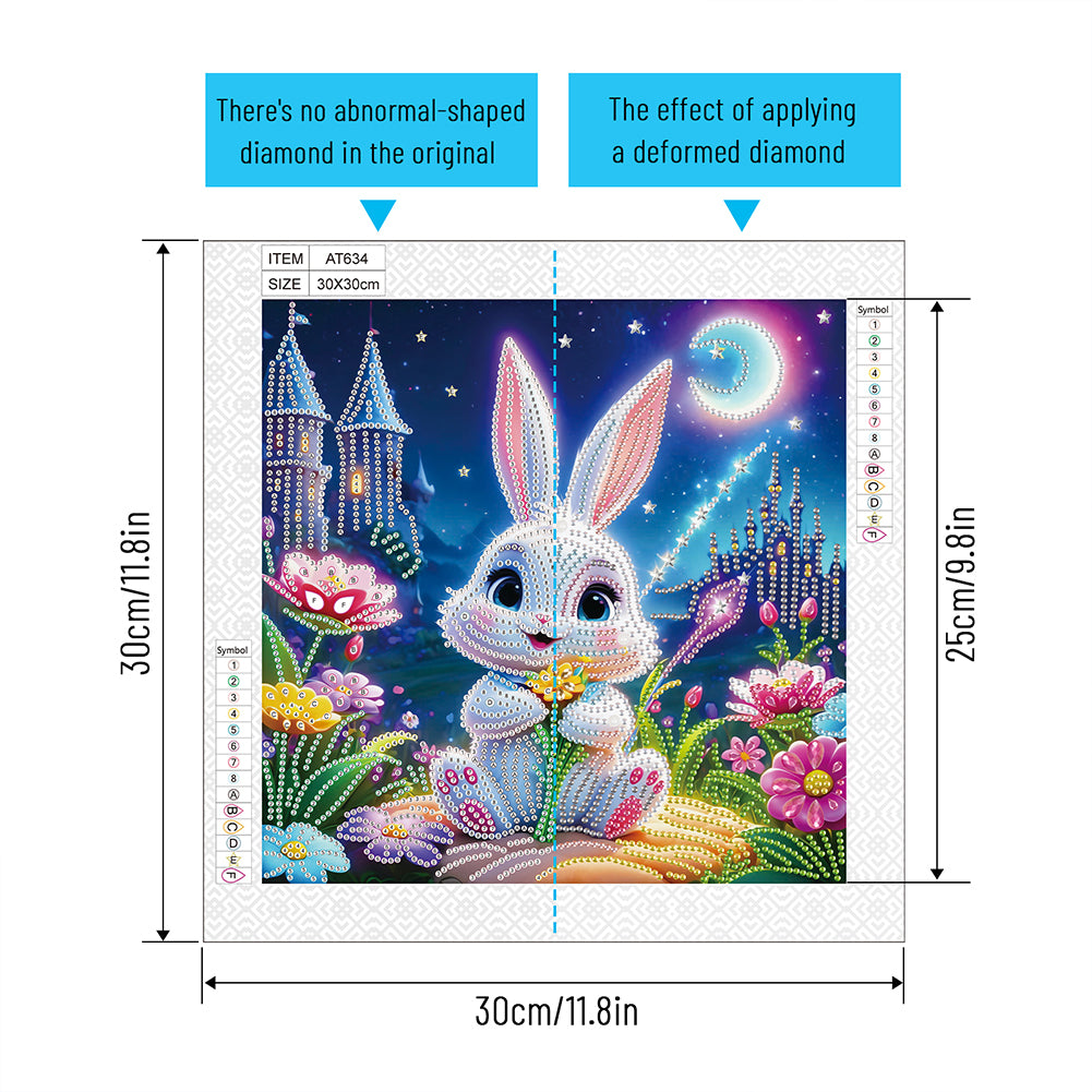 Cartoon Rabbit - Special Shaped Drill Diamond Painting 30*30CM
