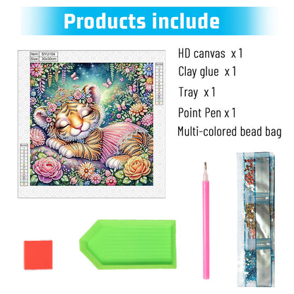 Cartoon Tiger - Special Shaped Drill Diamond Painting 30*30CM