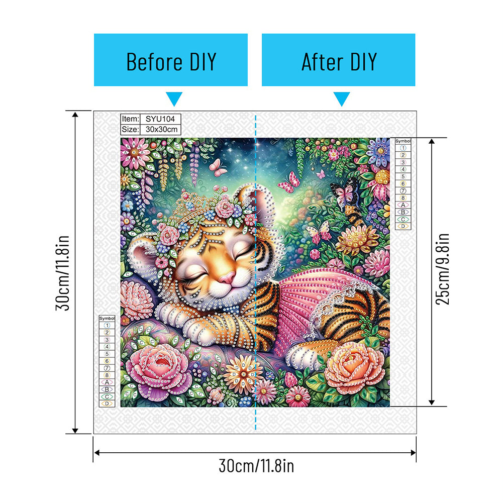 Cartoon Tiger - Special Shaped Drill Diamond Painting 30*30CM