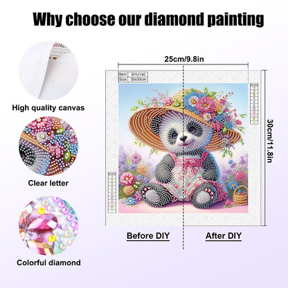 Cartoon Panda - Special Shaped Drill Diamond Painting 30*30CM