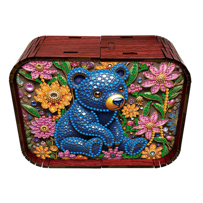 1pc Blue Bear Handmade Wooden Music Box Diamond Painting Art Kit Birthday Gift