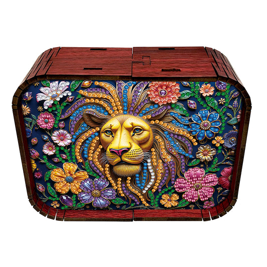 1pc Golden Lion Handmade Wooden Music Box Diamond Painting Art Kit Birthday Gift