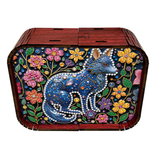 1pc Gem Wolf Handmade Wooden Music Box Diamond Painting Art Kit Birthday Gift