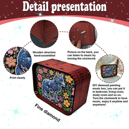 1pc Gem Wolf Handmade Wooden Music Box Diamond Painting Art Kit Birthday Gift