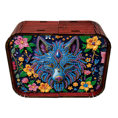 1pc Gem Wolf Handmade Wooden Music Box Diamond Painting Art Kit Birthday Gift