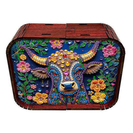 1pc Gem Cow Handmade Wooden Music Box Diamond Painting Art Kit Birthday Gift