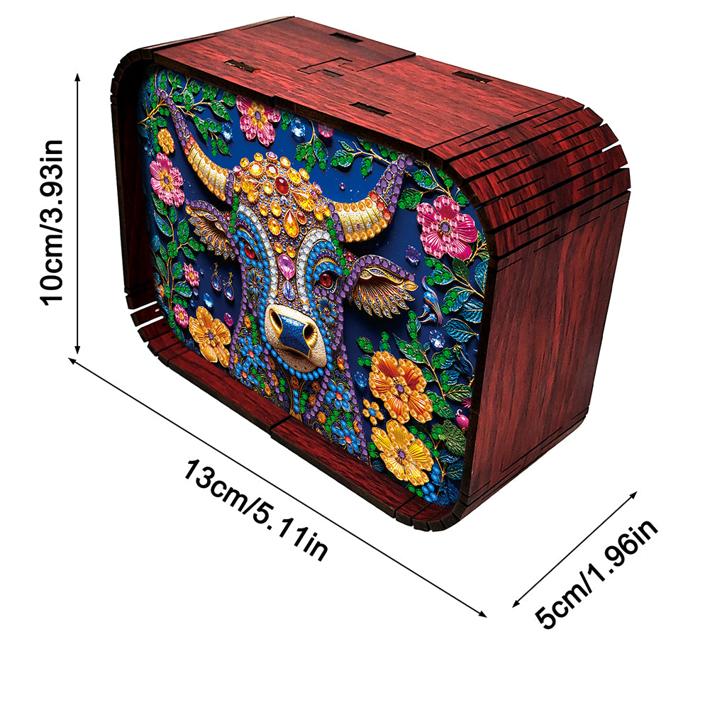1pc Gem Cow Handmade Wooden Music Box Diamond Painting Art Kit Birthday Gift