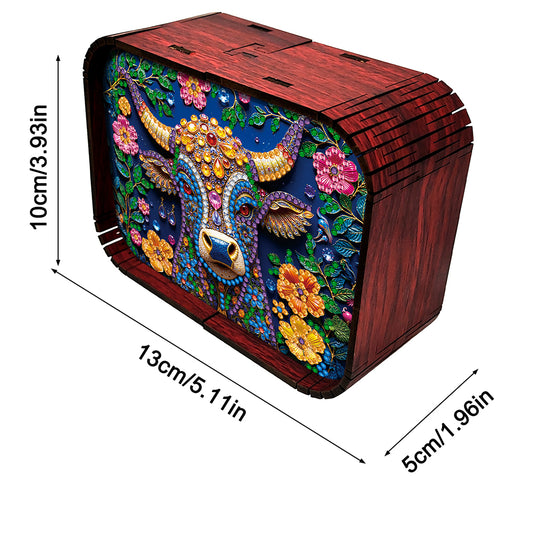 1pc Gem Cow Handmade Wooden Music Box Diamond Painting Art Kit Birthday Gift