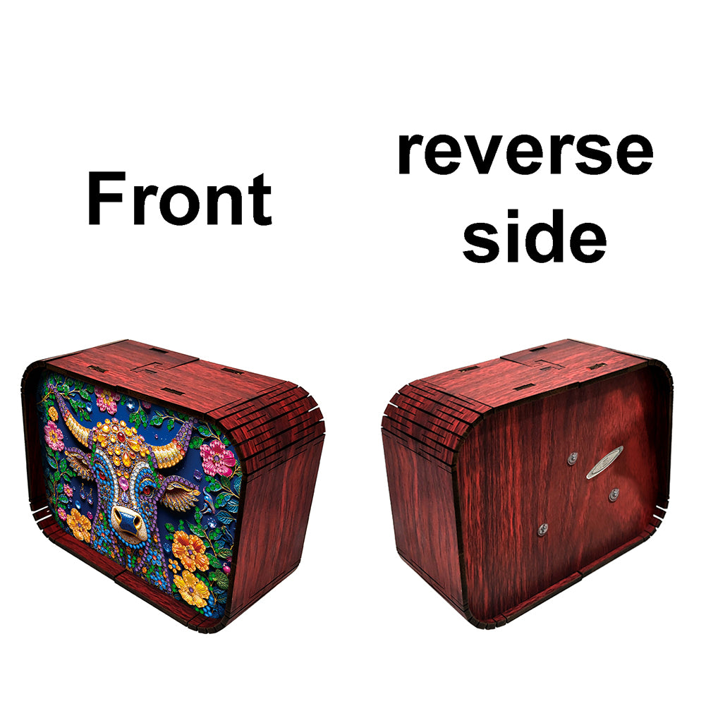 1pc Gem Cow Handmade Wooden Music Box Diamond Painting Art Kit Birthday Gift