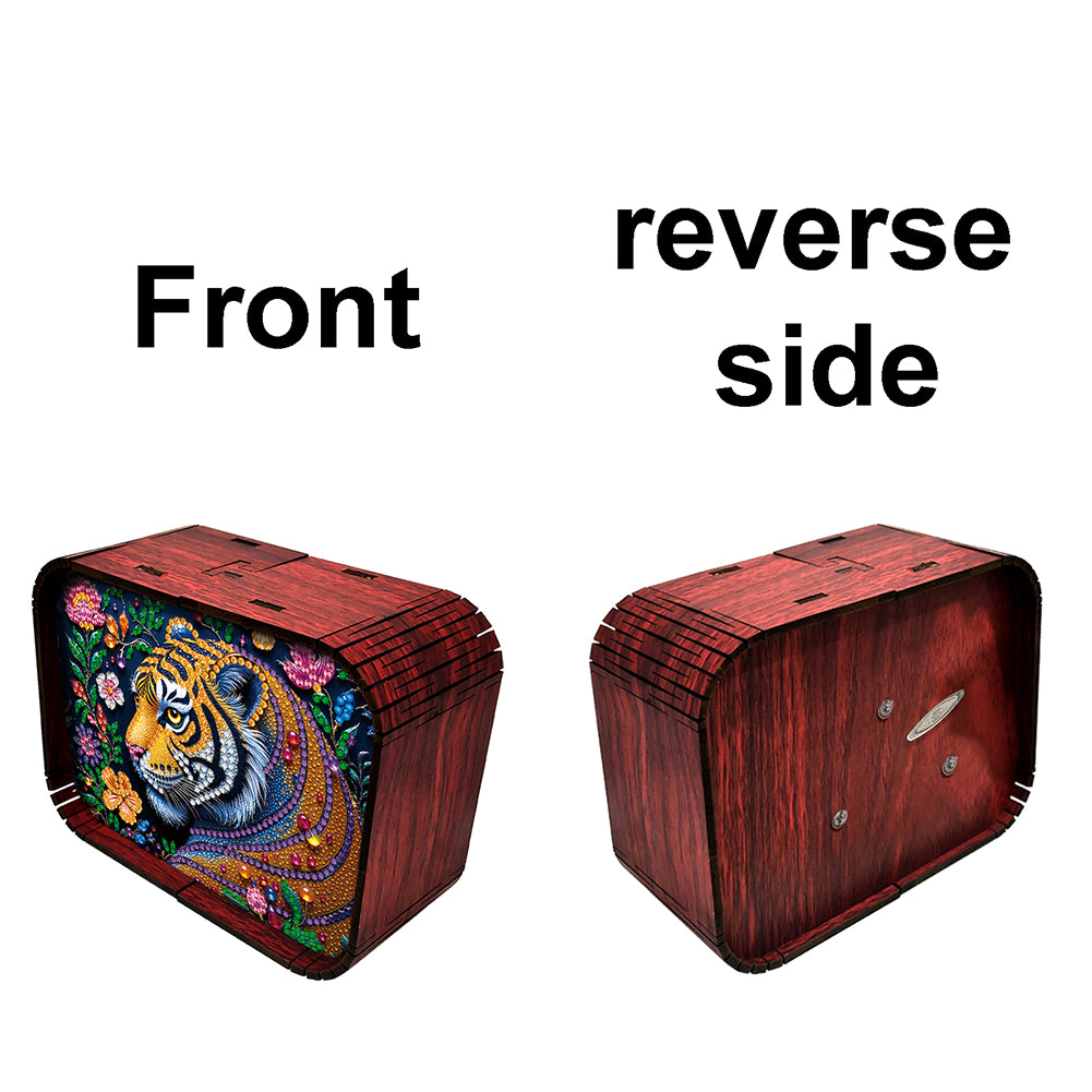 1pc Gem Tiger Handmade Wooden Music Box Diamond Painting Art Kit Birthday Gift