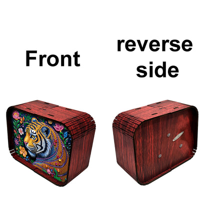 1pc Gem Tiger Handmade Wooden Music Box Diamond Painting Art Kit Birthday Gift
