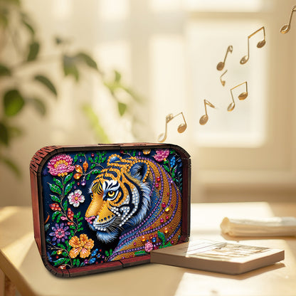 1pc Gem Tiger Handmade Wooden Music Box Diamond Painting Art Kit Birthday Gift