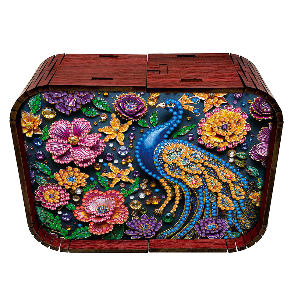 1pc Peacock Handmade Wooden Music Box Diamond Painting Art Kit Birthday Gift
