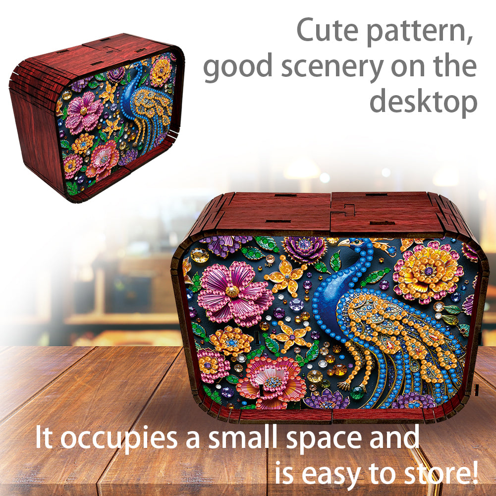 1pc Peacock Handmade Wooden Music Box Diamond Painting Art Kit Birthday Gift
