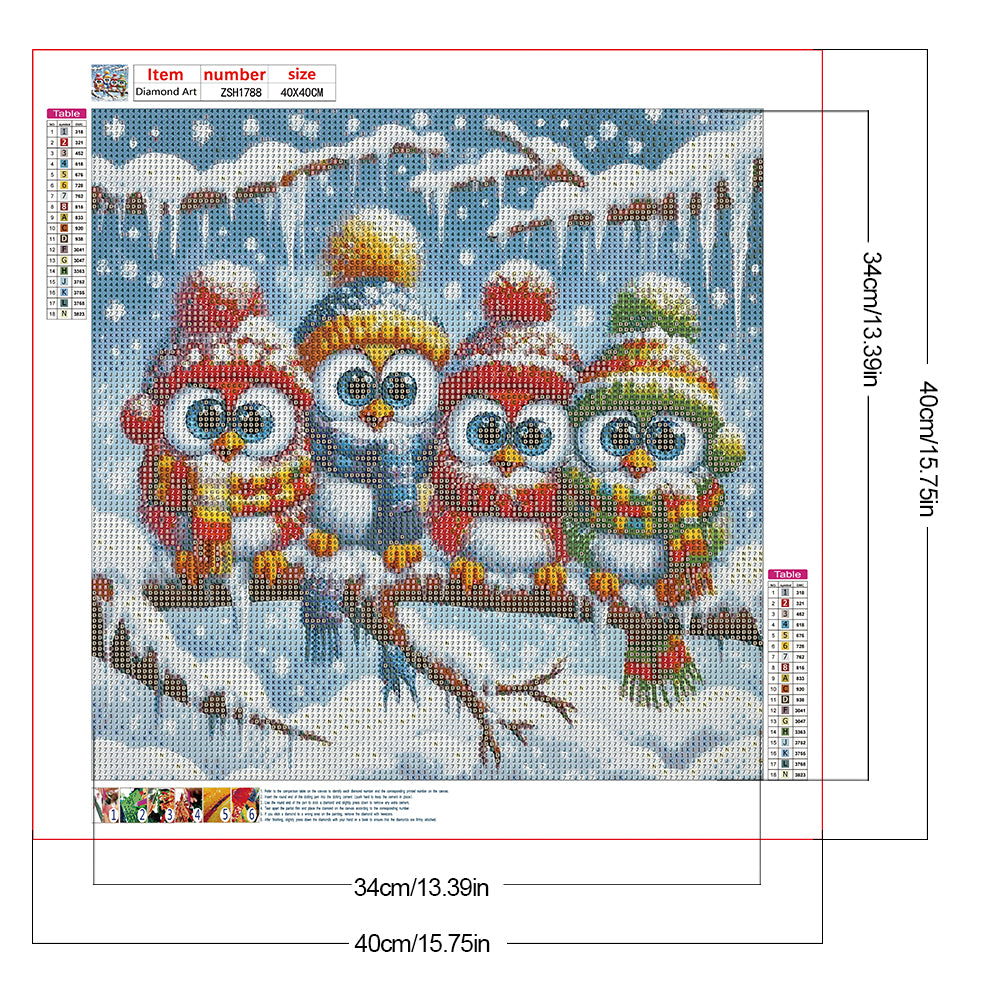 Winter Funny Bird - Full Round Drill Diamond Painting 40*40CM