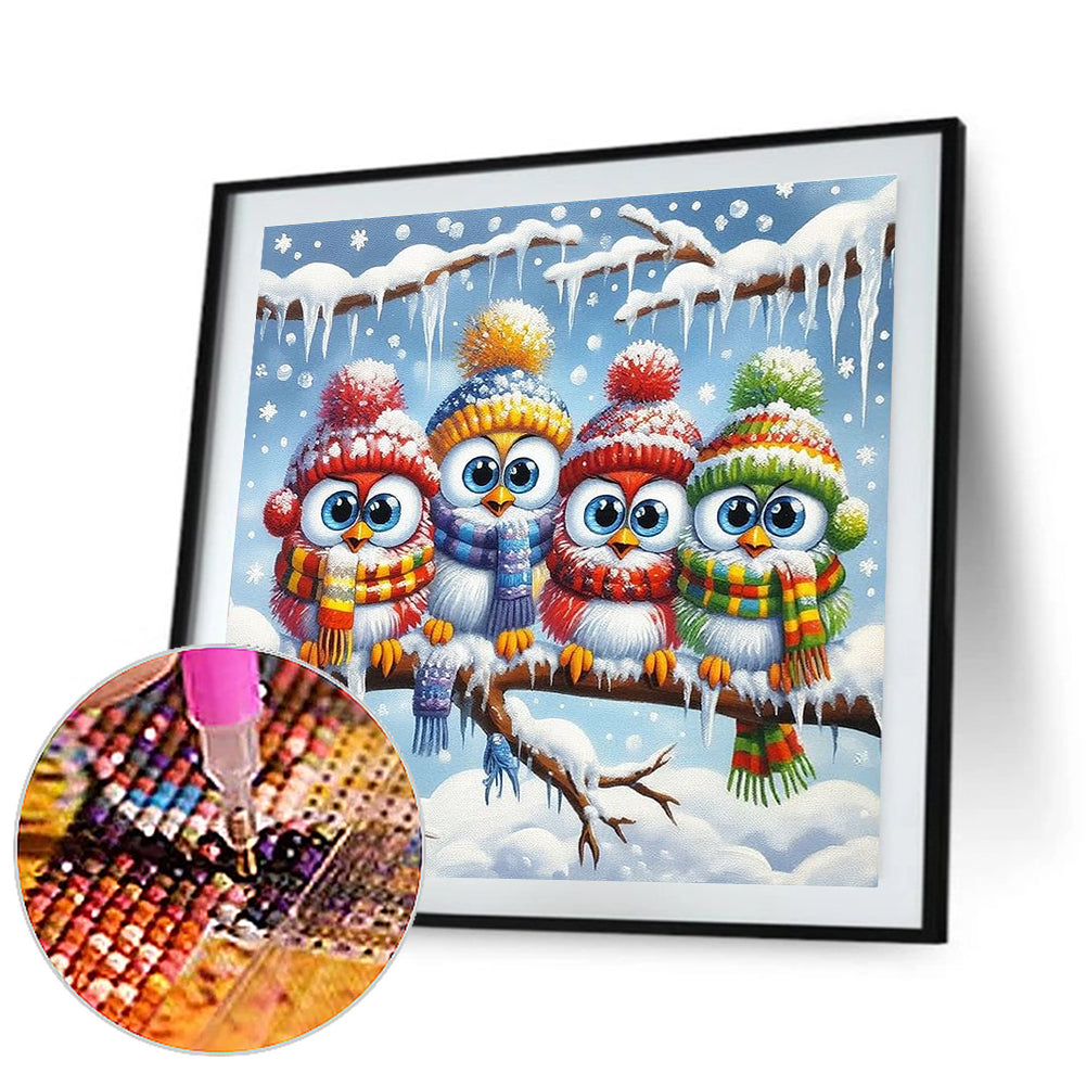 Winter Funny Bird - Full Round Drill Diamond Painting 40*40CM