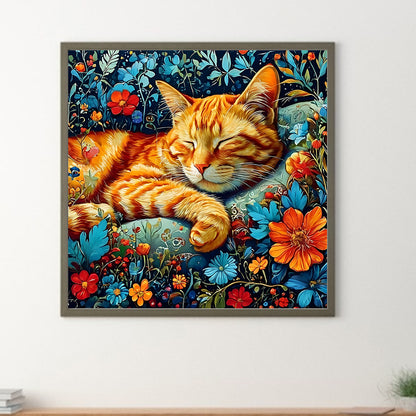 Flower Cat - Full Round Drill Diamond Painting 30*30CM