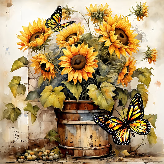 Sunflower Bouquet - Full Round Drill Diamond Painting 30*30CM