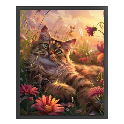 Cat And Flowers - 11CT Stamped Cross Stitch 35*45CM