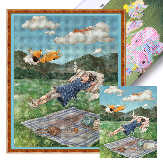 Forest Girl - 14CT Stamped Cross Stitch 45*55CM