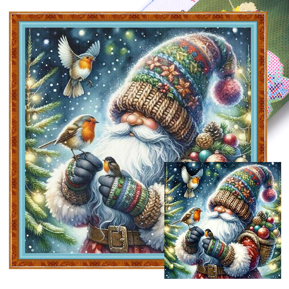 Gnome And Bird - 11CT Stamped Cross Stitch 40*40CM